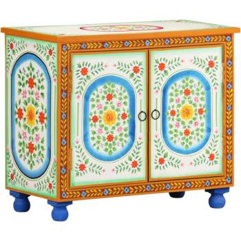 vidaXL Ръчно декориран шкаф, 70x35x60 см, мангово дърво масив (321665)