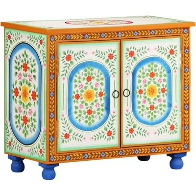 vidaXL Ръчно декориран шкаф, 70x35x60 см, мангово дърво масив (321665)