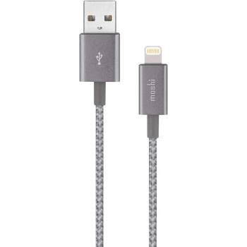 Moshi Integra USB-A Charge and Sync Cable with Lightning Connector - кабел за iPhone, iPad, iPod (25 см) (сив)