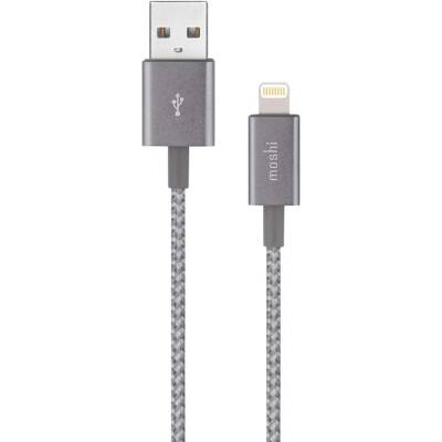 Moshi Integra USB-A Charge and Sync Cable with Lightning Connector - кабел за iPhone, iPad, iPod (25 см) (сив)