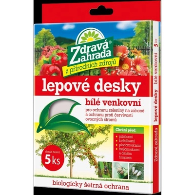 Maják ostaní Lepové desky ZDRAVÁ ZAHRADA bílé na pilatky 15x20cm 5 ks