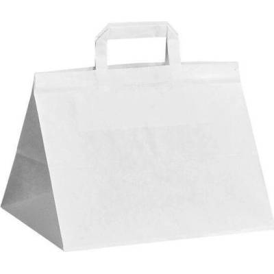 Papírová taška bílá Takeaway 320x220x240 mm s plochým uchem