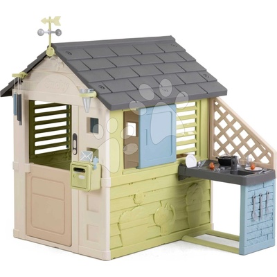 Smoby Domček s kuchynkou a 17 doplnkov Pretty Playhouse&Kitchen Life 3 okná s 2 žalúziami a posuvnými okenicami
