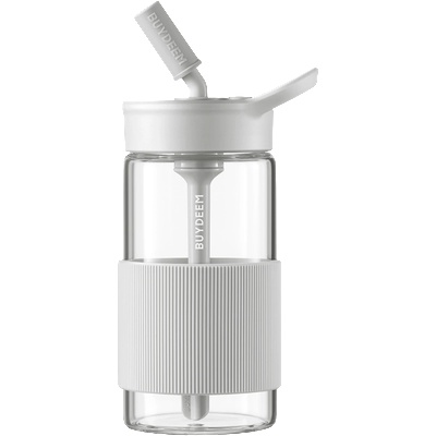 BUYDEEM Преносима бутилка за напитки Buydeem CD1017-OW, 500 мл, Вградена сламка, Непропусклива, Термоустойчиво стъкло до 150°C, BPA free, Бял (CD1017-OW)