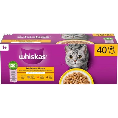 Whiskas Adult kapsička drůbeží hody v želé kuře/kachna/krůta 40 x 85 g