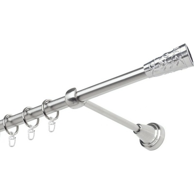 OK-GarnýžeCZ Garnýž kovová jednořadá 19mm Sevilla nerez 310 cm do stěny / kroužky s háčkem