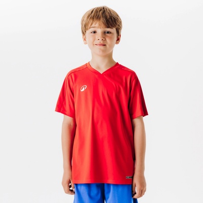 Kipsta Detský futbalový dres Essentiel s krátkym rukávom červený