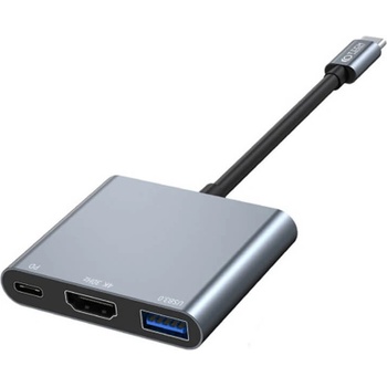 Tech-Protect V1-hub 3in1 - USB-C хъб поддържащ HDMI, USB-C и USB функционалности (тъмносив) (THP2034)