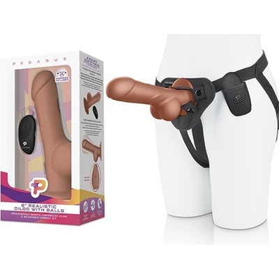 Pegasus 8” Remote Control Realistic Silicone Dildo with Balls and Harness