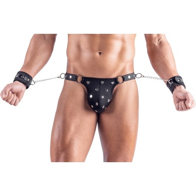 Svenjoyment Matte Look Thing with Studs & Handcuffs 2111764 Black XL