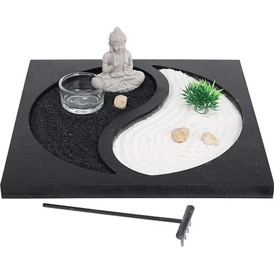 ZEN relaxační sada s figurkou Budhy, symbol Jin Jang 24 x 24 x 7 cm