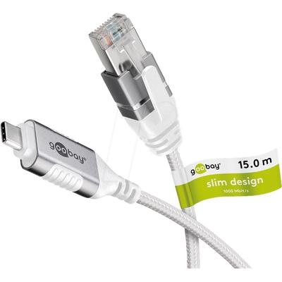 Goobay 74392 slim USB 3.1, RJ45 vidlice,USB C vidlice, niklovaný, 15m