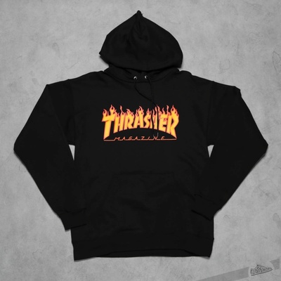 Thrasher Flame Logo Hood mikina black