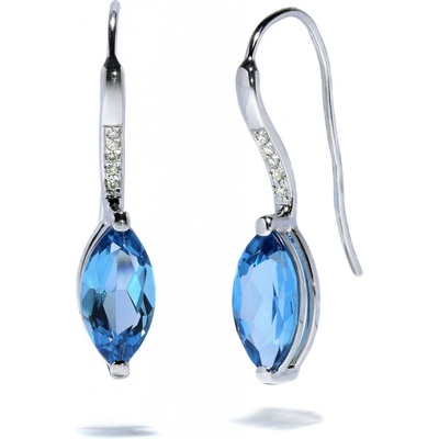 Blink-Blink nadčasové diamantové náušnice z bieleho zlata s Topásom 3438BToG