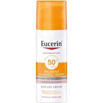 Eucerin Sun Оцветен слънцезащитен гел-крем за лице Pigment Control, светъл, SPF50+, 50 ml