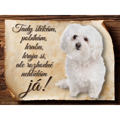 Sport hobby Cedulka Boloňský psík Tady štěkám CP939 15 x 11 cm