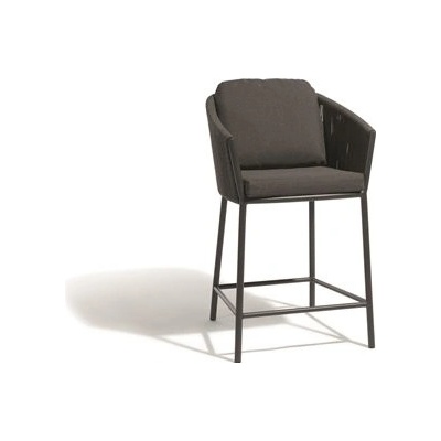 Diphano nižší Omer 59x56x95 cm rám hliník šedočerná lava + výplet lanko šedočerná graphite bez polstrů