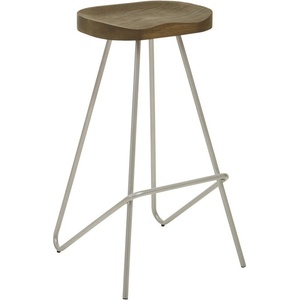 Premier Housewares Бар стол от масивен бряст в сребрист цвят/в естествен цвят (височина на седалката 78 cm) District - Premier Housewares (2406622)