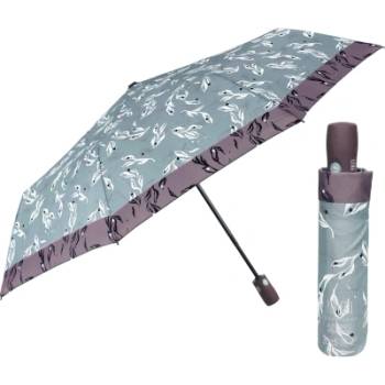 Дамски автоматичен Open-Close чадър Perletti Technology 21812, Сиво-зелен/Лилав кант