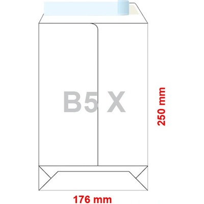 Obálky B5 X 176 x 250 mm dno tašky biele, samolepiace, krycia páska /250ks