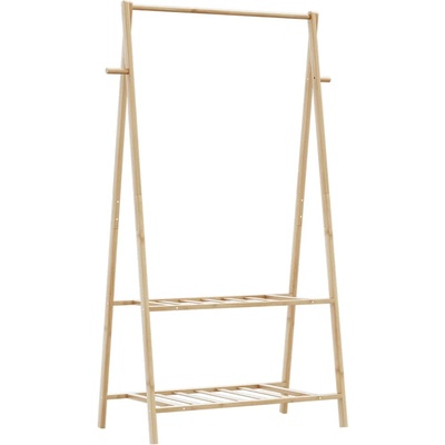 vidaXL L Закачалка за дрехи с рафтове 96x45, 5x150, 5 cm Бамбук (4008908)