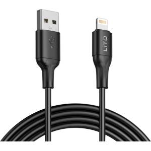 Lito Кабел за данни с USB конектори, Lightning, 1 m - Lito (LD06L) - черен
