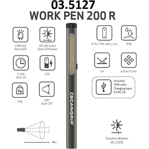 SCANGRIP Led cob фенерче 200 лумена с две светлини ( предна и горна) ; scangrip 03.5127