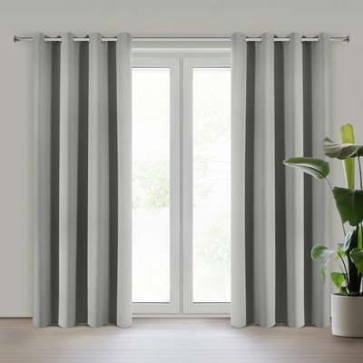 Eurofirany Záves 135x250 cm sivý zatemňovací na kovové krúžky LOGAN