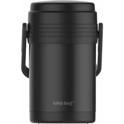 Kinghoff Термос за храна Kinghoff KH 1396, 3 съда 1.5 литра, Нечуплив, Неръждаема стомана, Двойна стена, Черен (9999KH1396)