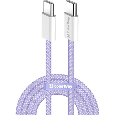 ColorWay CW-CBPDCC061-PU Type-C na Type-C PD Fast Charging 60W 3A nylon 1m fialový