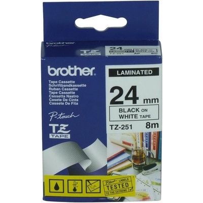 Páska Brother 24mm TZE251, čierna na bielu