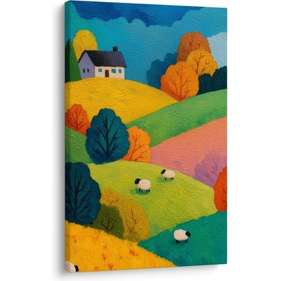 Obraz barevné kopce s domem - 40x60