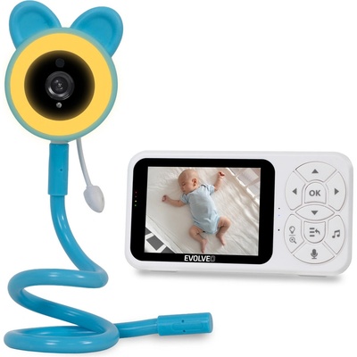Evolveo Baby Monitor N35 – video detská opatrovateľka s kamerou, VOX, teplomerom, nočným videním, RGB osvetlením Modrá