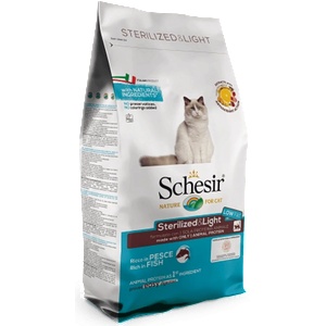 Schesir Беззърнена суха храна за кастрирани котки Schesir Sterilised Monoprotein с риба