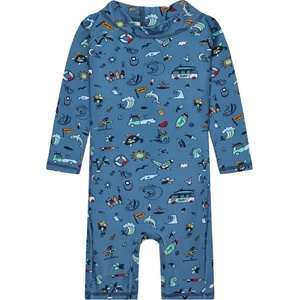 Color Kids Детски цял бански от ликра (UV защита) Color Kids Baby's Suit L/S AOP Lycra - Coronet Blue - размер 86 (EU) (750-2552-0213)