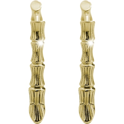 JSB bijoux s.r.o. Pozlacené stříbrné náušnice klapky bambus bez krystalů (Stříbro 925/1000)