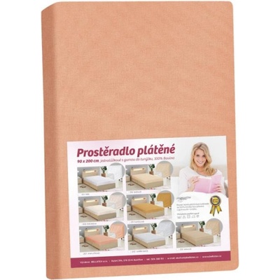 Bellatex Plátěné prostěradlo s gumou meruňkové - 90x200
