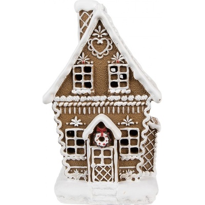 Vánoční perníková chaloupka s Led světýlky Gingerbread House - 13*10*21 cm - Clayre & Eef