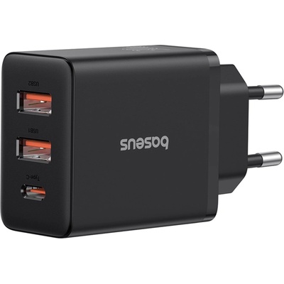 Baseus Зарядно устройство GaN, 2x USB, Type-C, бързо зареждане, 30W - Baseus (P10111402113-00) - клъстерно черно