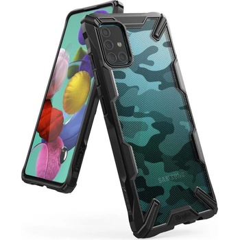 Ringke Противоударен Хибриден Калъф за SAMSUNG A51, RINGKE Fusion X Camo, Черен (8809688896866)