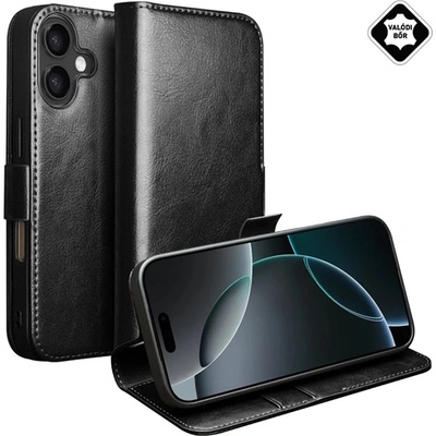 Qialino iPhone 17 QIALINO Случайна стойка, истинска кожа FLIP, калъф за настолен компютър, BLACK GP-173395 (GP-173395)