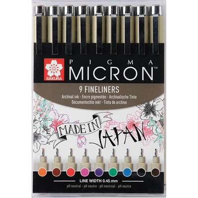 Linery Sakura Pigma Micron barevné, sada 9 ks – Zboží Dáma