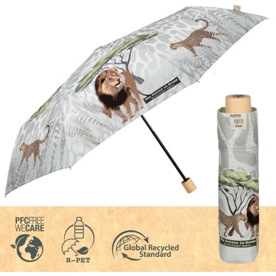 Дамски неавтоматичен чадър Perletti Green 19131, Лъв и гепард