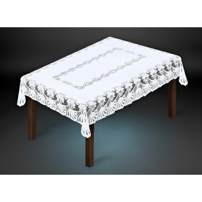 MyBestHome Žakárový ubrus Agata bílá 180x130 cm