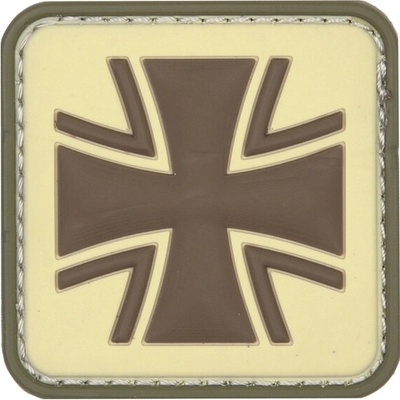 Gumová nášivka 101 Inc German Cross (železný kríž) - coyote-hnedá