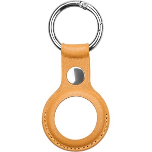 PU Leather Стилен ключодържател от изкуствена кожа за Apple AirTag - PU Leather Keyring Keychain Case (светлокафяв)