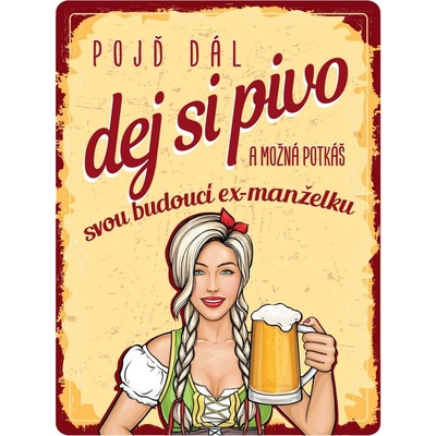 Postershop Plechová cedule: Pojď dál, dej si pivo - 30x40 cm