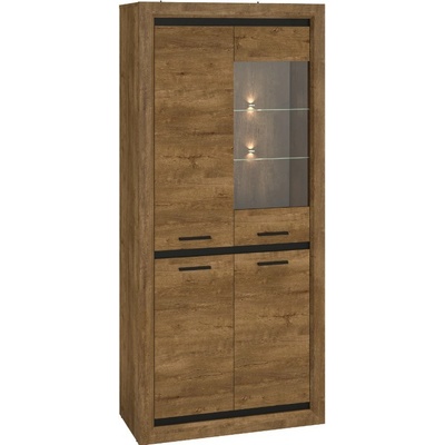 BENITO NEW 2501 široká vitrína, dub lefkas/černá