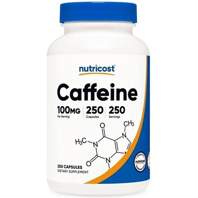Nutricost Caffeine, 100 mg, 250 капсули, Nutricost (67518 (014501) NC)
