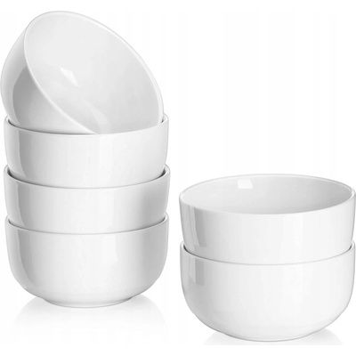 DOWAN Sada 6 bílých porcelánových dezertních misek 300 ml 10 cm